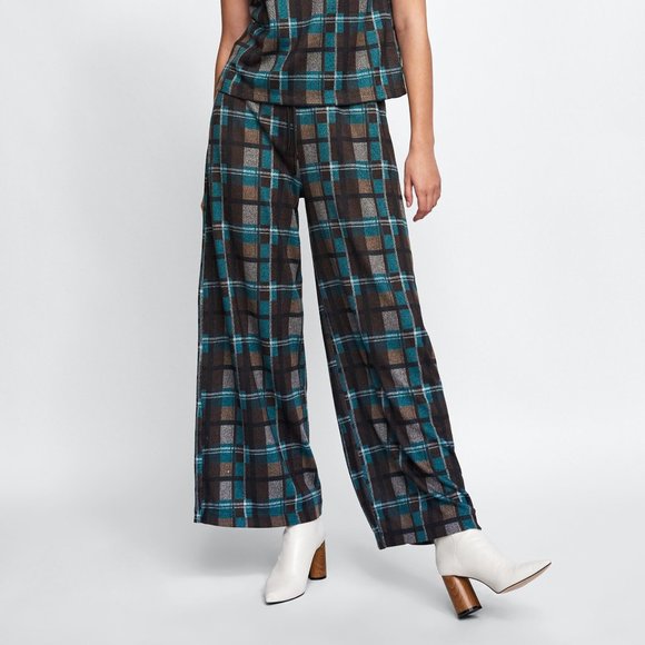 Zara Pants - NWT Zara Size S Plaid Wide Leg Pants
